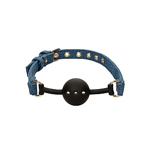 Ride 'em Premium Denim Collection Ball Gag - Blauw