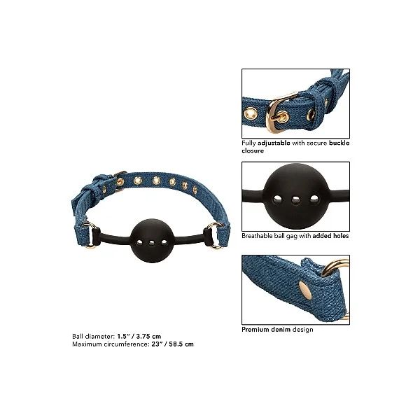 Ride 'em Premium Denim Collection Ball Gag - Blauw van het merk Ride Em - Ball Gags - online kopen bij Masculum.nl. De discrete online seks-toys en erotisch heren ondergoed winkel voor gay & hetero mannen.