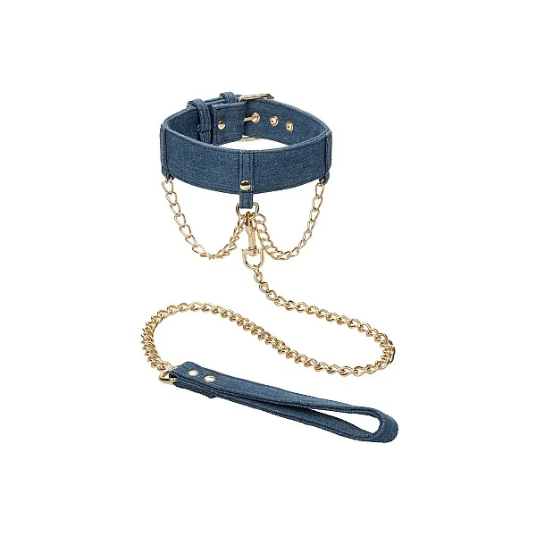 Ride 'em Premium Denim Collection Collar with Leash - Blauw van het merk Ride Em - BDSM Collars - online kopen bij Masculum.nl. De discrete online seks-toys en erotisch heren ondergoed winkel voor gay & hetero mannen.