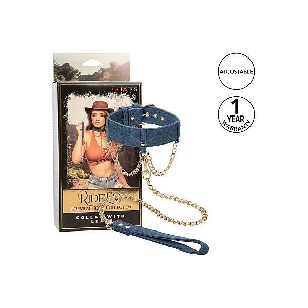 Ride 'em Premium Denim Collection Collar with Leash - Blauw van het merk Ride Em - BDSM Collars - online kopen bij Masculum.nl. De discrete online seks-toys en erotisch heren ondergoed winkel voor gay & hetero mannen.