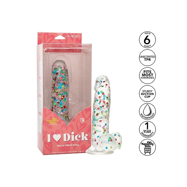I Love Dick Heart Filled Dong - Transparant van het merk Naughty Bits - Dildo's - online bestellen bij Masculum.nl. De discrete online seks-toys en erotisch heren ondergoed winkel voor gay & hetero mannen.