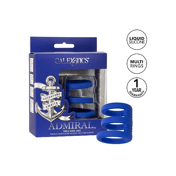 Admiral Triple Cock Cage - Blauw van het merk Admiral - Cockringen - online bestellen bij Masculum.nl. De discrete online seks-toys en erotisch heren ondergoed winkel voor gay & hetero mannen.