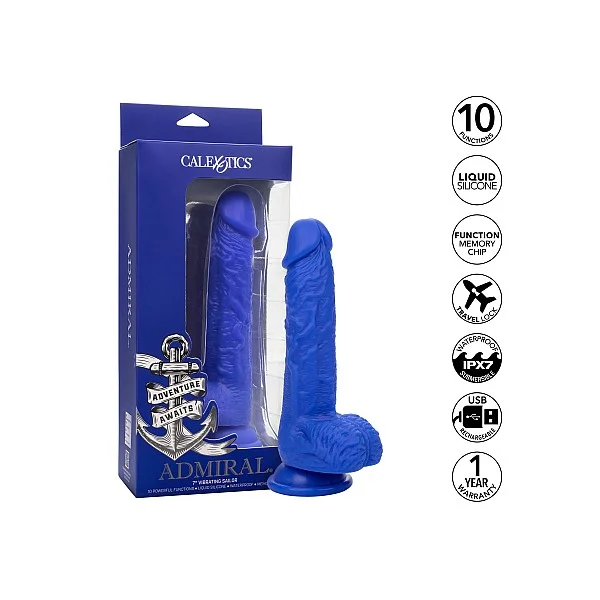 CalExotics Admiral 7” Vibrating Sailor - Blauw van het merk Admiral - Realistische Vibrators - online bestellen bij Masculum.nl. De discrete online seks-toys en erotisch heren ondergoed winkel voor gay & hetero mannen.