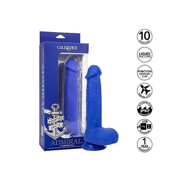 CalExotics Admiral 8” Vibrating Captain - Blauw van het merk Admiral - Realistische Vibrators - online kopen bij Masculum.nl. De discrete online seks-toys en erotisch heren ondergoed winkel voor gay & hetero mannen.