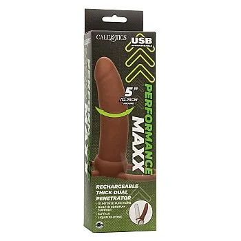 Performance Maxx Rechargeable Thick Dual Penetrator - Bruine huidskleur