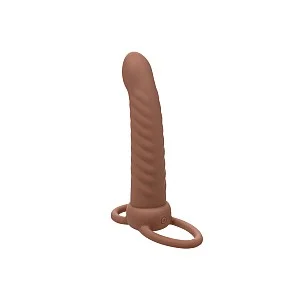 Performance Maxx Rechargeable Ribbed Dual Penetrator - Bruine huidskleur