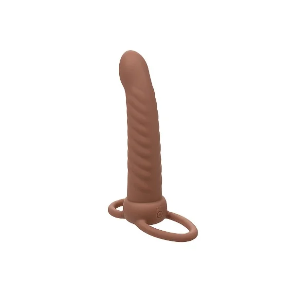 Performance Maxx Rechargeable Ribbed Dual Penetrator - Bruine huidskleur van het merk Performance Maxx - Penis Sleeves - online kopen bij Masculum.nl. De discrete online seks-toys en erotisch heren ondergoed winkel voor gay & hetero mannen.