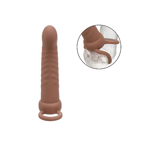 Performance Maxx Rechargeable Ribbed Dual Penetrator - Bruine huidskleur van het merk Performance Maxx - Penis Sleeves - online kopen bij Masculum.nl. De discrete online seks-toys en erotisch heren ondergoed winkel voor gay & hetero mannen.