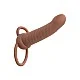 Performance Maxx Rechargeable Ribbed Dual Penetrator - Bruine huidskleur van het merk Performance Maxx - Penis Sleeves - online kopen bij Masculum.nl. De discrete online seks-toys en erotisch heren ondergoed winkel voor gay & hetero mannen.
