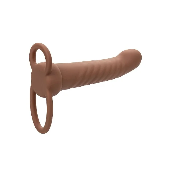 Performance Maxx Rechargeable Ribbed Dual Penetrator - Bruine huidskleur van het merk Performance Maxx - Penis Sleeves - online kopen bij Masculum.nl. De discrete online seks-toys en erotisch heren ondergoed winkel voor gay & hetero mannen.