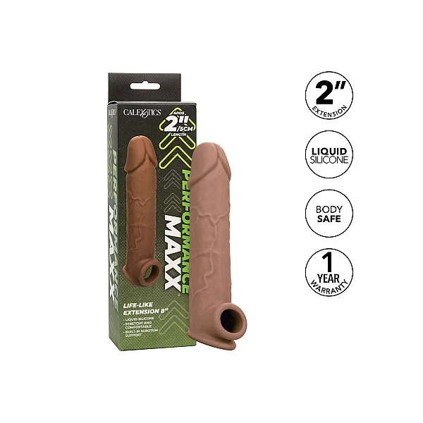 Life-Like Extension 8 Inch - Bruine huidskleur van het merk Performance Maxx - Penis Sleeves - online bestellen bij Masculum.nl. De discrete online seks-toys en erotisch heren ondergoed winkel voor gay & hetero mannen.