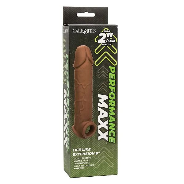 Life-Like Extension 8 Inch - Bruine huidskleur van het merk Performance Maxx - Penis Sleeves - online bestellen bij Masculum.nl. De discrete online seks-toys en erotisch heren ondergoed winkel voor gay & hetero mannen.