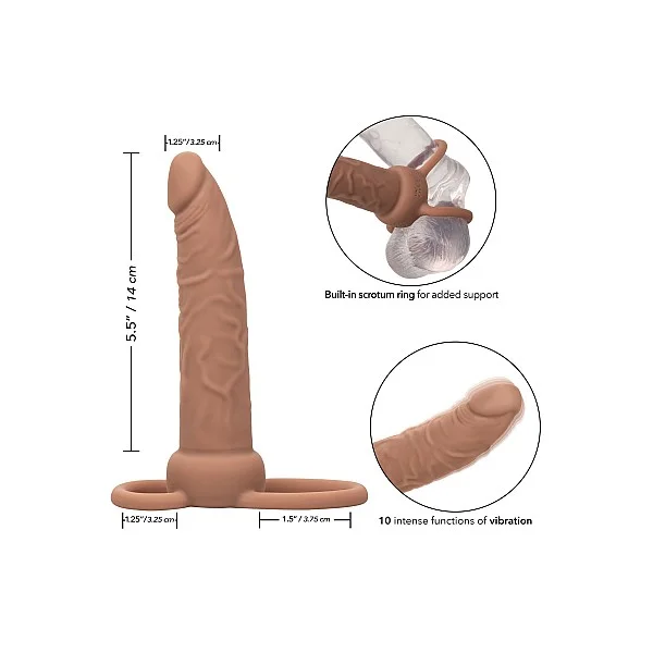 Rechargeable Dual Penetrator - Bruine huidskleur van het merk Performance Maxx - Voorbinddildo's - online bestellen bij Masculum.nl. De discrete online seks-toys en erotisch heren ondergoed winkel voor gay & hetero mannen.