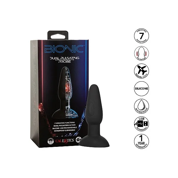 Bionic Dual Pulsating Probe - Zwart van het merk Bionic - Buttplugs - online bestellen bij Masculum.nl. De discrete online seks-toys en erotisch heren ondergoed winkel voor gay & hetero mannen.