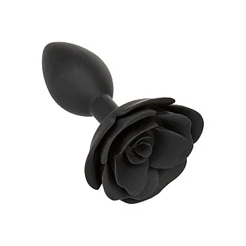 Large Rose Anal Plug - Zwart