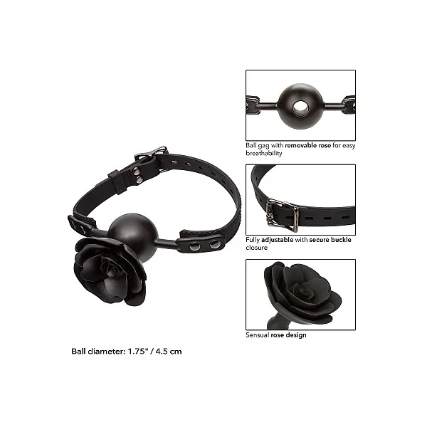 Removable Rose Gag - Zwart van het merk Forbidden - Ball Gags - online bestellen bij Masculum.nl. De discrete online seks-toys en erotisch heren ondergoed winkel voor gay & hetero mannen.
