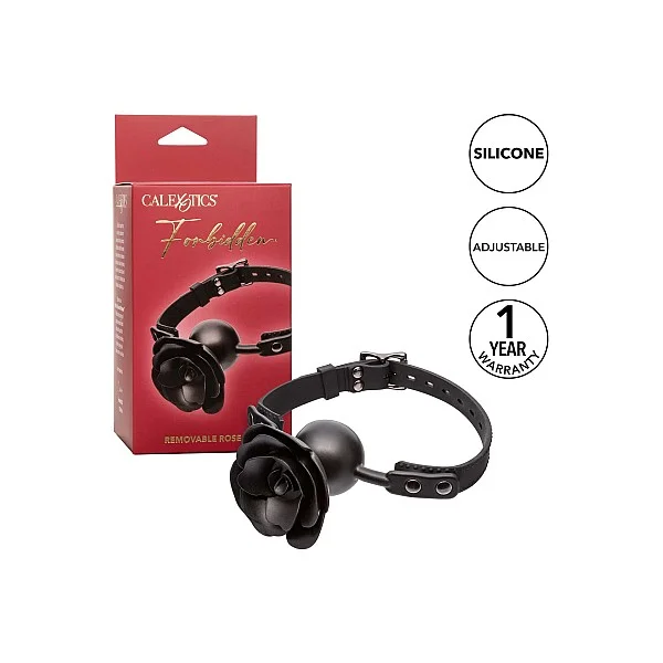 Removable Rose Gag - Zwart van het merk Forbidden - Ball Gags - online bestellen bij Masculum.nl. De discrete online seks-toys en erotisch heren ondergoed winkel voor gay & hetero mannen.