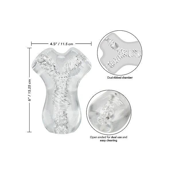 Cyclone Dual Chamber Stroker - Transparant van het merk Cyclone - Sleeve Masturbators - online bestellen bij Masculum.nl. De discrete online seks-toys en erotisch heren ondergoed winkel voor gay & hetero mannen.