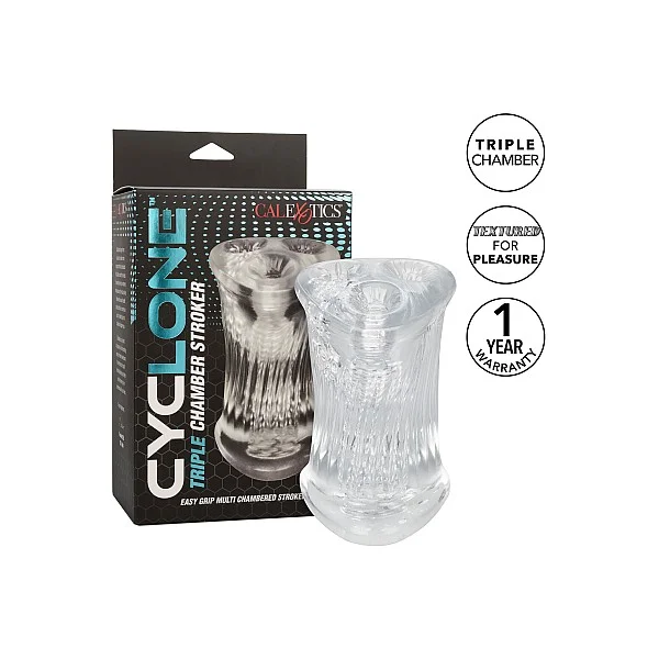 Cyclone Triple Chamber Stroker - Transparant van het merk Cyclone - Sleeve Masturbators - online bestellen bij Masculum.nl. De discrete online seks-toys en erotisch heren ondergoed winkel voor gay & hetero mannen.