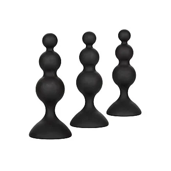 Silicone Beaded Anal Kit - Zwart