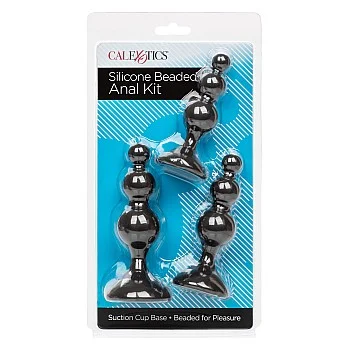 Silicone Beaded Anal Kit - Zwart