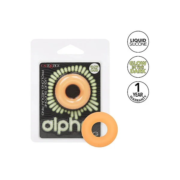 CalExotics Alpha Glow-In-The-Dark Liquid Silicone Prolong Medium Ring van het merk Alpha - Siliconen Cockringen - online kopen bij Masculum.nl. De discrete online seks-toys en erotisch heren ondergoed winkel voor gay & hetero mannen.