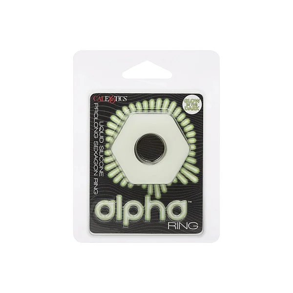 Alpha Glow-In-The-Dark Liquid Silicone Prolong Sexagon Ring van het merk Alpha - Siliconen Cockringen - online kopen bij Masculum.nl. De discrete online seks-toys en erotisch heren ondergoed winkel voor gay & hetero mannen.