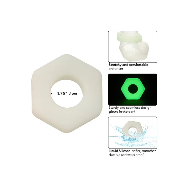 Alpha Glow-In-The-Dark Liquid Silicone Prolong Sexagon Ring van het merk Alpha - Siliconen Cockringen - online kopen bij Masculum.nl. De discrete online seks-toys en erotisch heren ondergoed winkel voor gay & hetero mannen.
