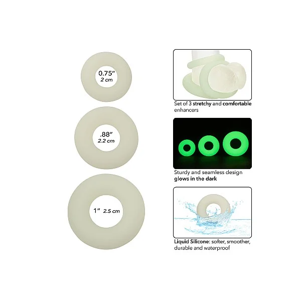 Alpha Glow-In-The-Dark Liquid Silicone 3 Ring Set van het merk Alpha - Siliconen Cockringen - online kopen bij Masculum.nl. De discrete online seks-toys en erotisch heren ondergoed winkel voor gay & hetero mannen.