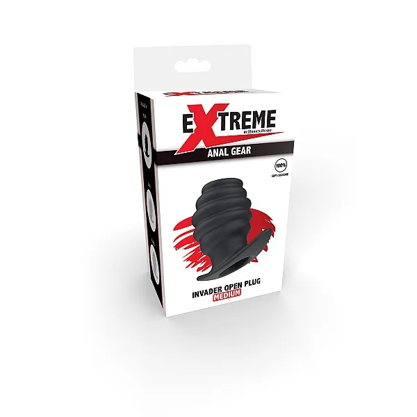 Invader Open Plug Medium - Zwart van het merk Extreme - Holle Buttplugs - online kopen bij Masculum.nl. De discrete online seks-toys en erotisch heren ondergoed winkel voor gay & hetero mannen.
