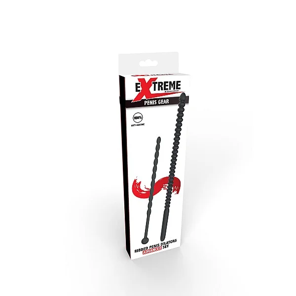 Ribbed Penis Dilator Set 2 pcs - Zwart van het merk Extreme - Penis Plugs - online bestellen bij Masculum.nl. De discrete online seks-toys en erotisch heren ondergoed winkel voor gay & hetero mannen.