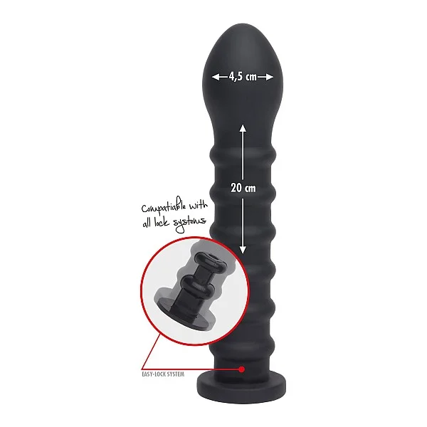 Ribbed Dong Easy-Lock 19 cm - Zwart van het merk Bangers Fuck Machines - Siliconen Dildo's - online kopen bij Masculum.nl. De discrete online seks-toys en erotisch heren ondergoed winkel voor gay & hetero mannen.