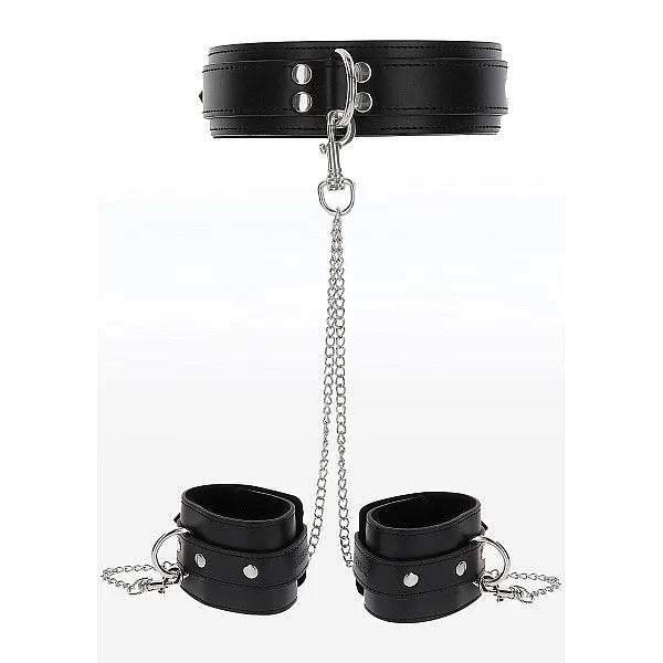 Heavy Collar and Wrist Cuffs - Zwart van het merk Luxury Bondage Essentials - BDSM Collars - online kopen bij Masculum.nl. De discrete online seks-toys en erotisch heren ondergoed winkel voor gay & hetero mannen.