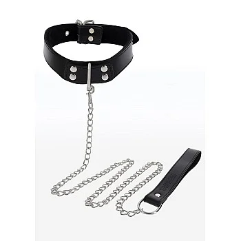 Elegant Collar and Chain Leash - Zwart