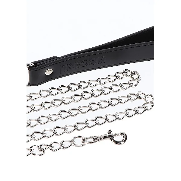 Elegant Collar and Chain Leash - Zwart van het merk Luxury Bondage Essentials - BDSM Collars - online kopen bij Masculum.nl. De discrete online seks-toys en erotisch heren ondergoed winkel voor gay & hetero mannen.
