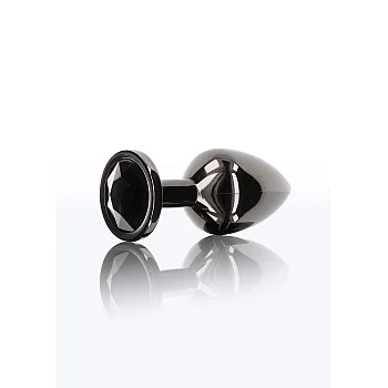 Butt Plug With Diamond Jewel L - Zwart