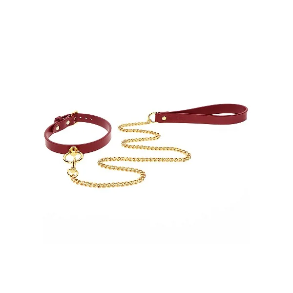 O-Ring Collar and Chain Leash - Rood van het merk Bondage in Luxury - BDSM Collars - online kopen bij Masculum.nl. De discrete online seks-toys en erotisch heren ondergoed winkel voor gay & hetero mannen.