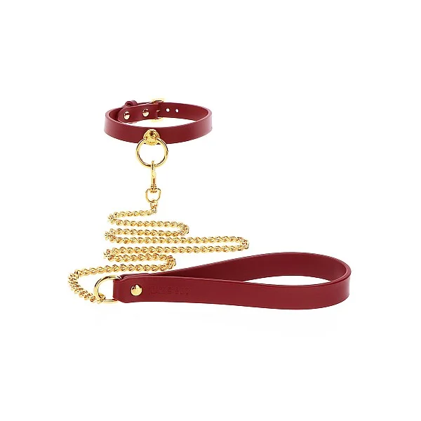 O-Ring Collar and Chain Leash - Rood van het merk Bondage in Luxury - BDSM Collars - online kopen bij Masculum.nl. De discrete online seks-toys en erotisch heren ondergoed winkel voor gay & hetero mannen.