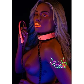 Collar and Chain Leash - Roze
