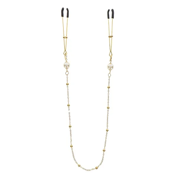 Tweezers Pearl & Deluxe Chain - Goud van het merk Nipple Play - Tepelklemmen - online kopen bij Masculum.nl. De discrete online seks-toys en erotisch heren ondergoed winkel voor gay & hetero mannen.