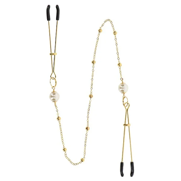 Tweezers Pearl & Deluxe Chain - Goud van het merk Nipple Play - Tepelklemmen - online kopen bij Masculum.nl. De discrete online seks-toys en erotisch heren ondergoed winkel voor gay & hetero mannen.