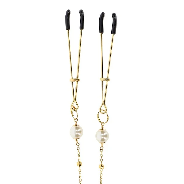 Tweezers Pearl & Deluxe Chain - Goud van het merk Nipple Play - Tepelklemmen - online kopen bij Masculum.nl. De discrete online seks-toys en erotisch heren ondergoed winkel voor gay & hetero mannen.