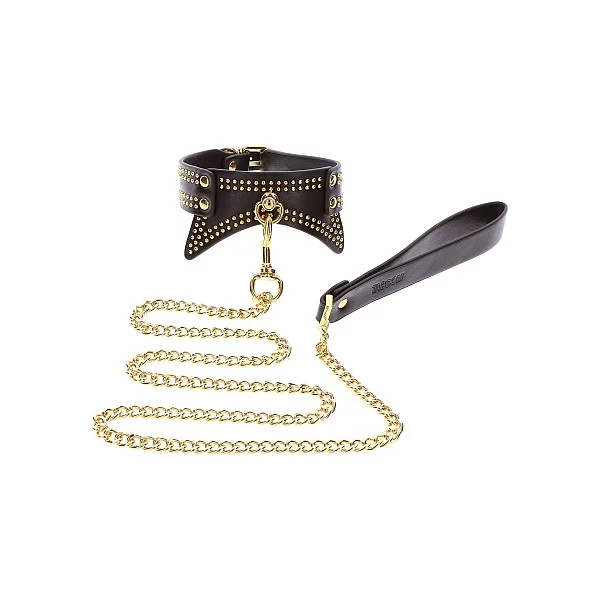 Studded Collar and Leash - Zwart van het merk Vogue - BDSM Collars - online kopen bij Masculum.nl. De discrete online seks-toys en erotisch heren ondergoed winkel voor gay & hetero mannen.