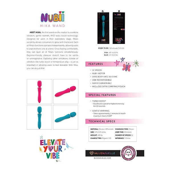 Nubii Mika Wand - Blauw van het merk Nu Sensuelle - Wand Massagers - online kopen bij Masculum.nl. De discrete online seks-toys en erotisch heren ondergoed winkel voor gay & hetero mannen.