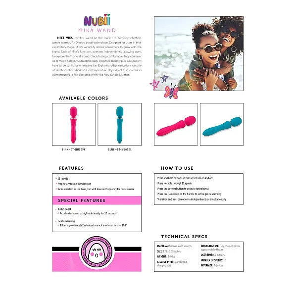 Nubii Mika Wand - Roze van het merk Nu Sensuelle - Wand Massagers - online bestellen bij Masculum.nl. De discrete online seks-toys en erotisch heren ondergoed winkel voor gay & hetero mannen.