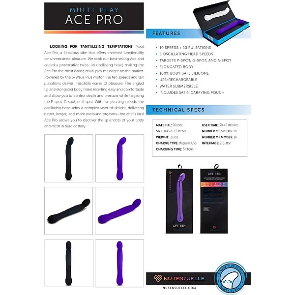 Ace Pro Prostate + G-Spot Vibe - Zwart van het merk Nu Sensuelle - Vibrators - online kopen bij Masculum.nl. De discrete online seks-toys en erotisch heren ondergoed winkel voor gay & hetero mannen.