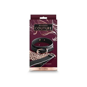 Bondage Couture Collar & Leash - Zwart