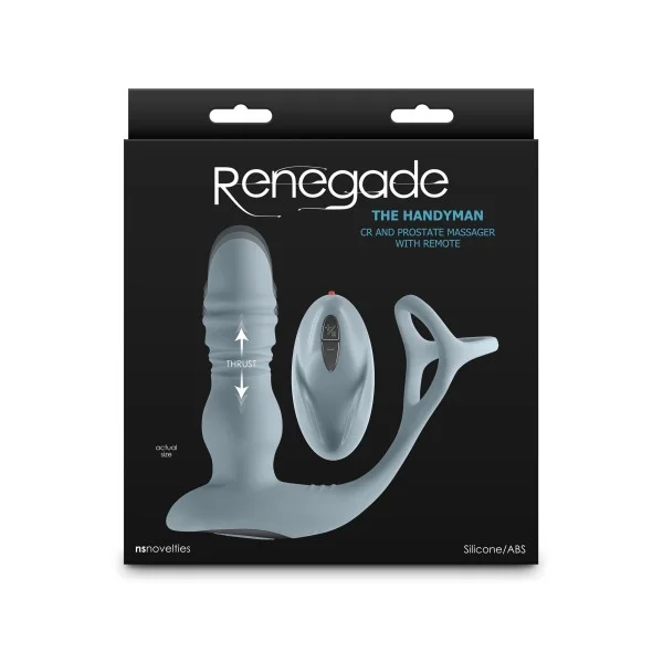 Renegade - The Handyman - Prostaat Vibrator met Cockring - Grijs van het merk Renegade - Prostaat Vibrators - online bestellen bij Masculum.nl. De discrete online seks-toys en erotisch heren ondergoed winkel voor gay & hetero mannen.