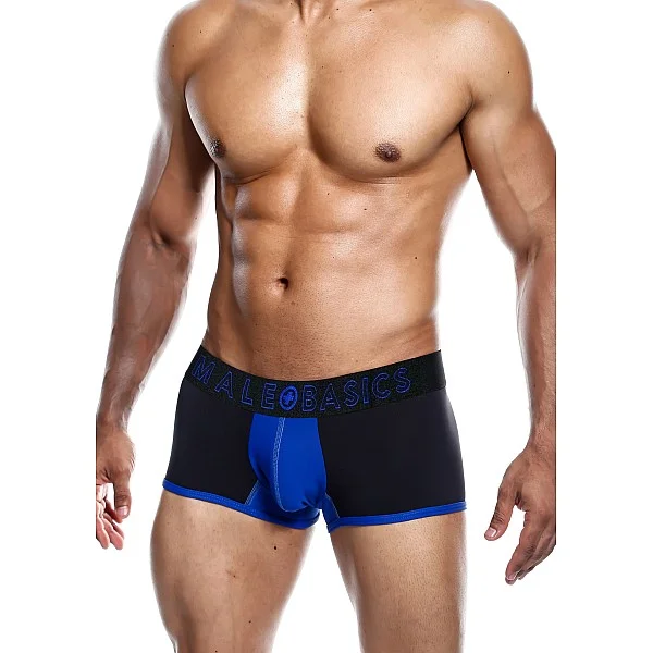 MaleBasics Neon Trunk - Blauw van het merk Malebasics - Heren Lingerie - online bestellen bij Masculum.nl. De discrete online seks-toys en erotisch heren ondergoed winkel voor gay & hetero mannen.