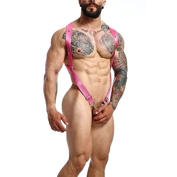 DNGEON Crossback Harness - Roze van het merk DNGEON - Harnassen - online bestellen bij Masculum.nl. De discrete online seks-toys en erotisch heren ondergoed winkel voor gay & hetero mannen.